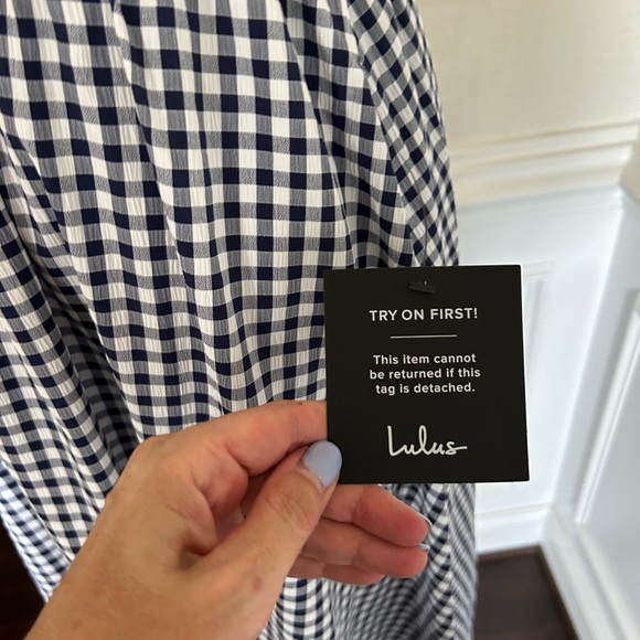 NWT Lulu’s navy gingham dress - Picture 11 of 13
